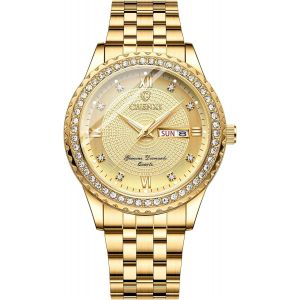 Eryi-Montre D'affaire Homme De Mode Avec Montre À Quartz 3 Atm Étanche En Acier Inoxydable Pour Hommes,Lumineux Date,Lunette En Diamant - Neuf