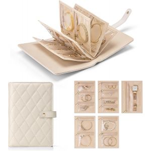 Cadeau D'adieu Pour &Eacute;ducatrice, Rangement De Bijoux De Voyage, Organiseur De Bijoux Avec 5 Sacs En Velours En Cuir Pu, Cadeau Pour Enseignante, Coll&egrave;gue, Pour Boucles D'oreilles, Colliers - Neuf