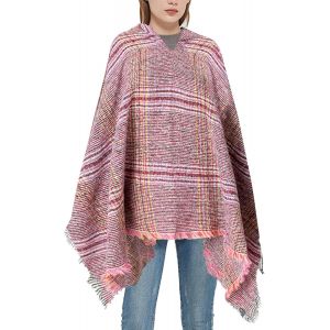 Kalanka-Poncho Femme Poncho Cape À Capuche Plaid Elégant Poncho Couverture Chaude Pour Automne Hiver - Neuf