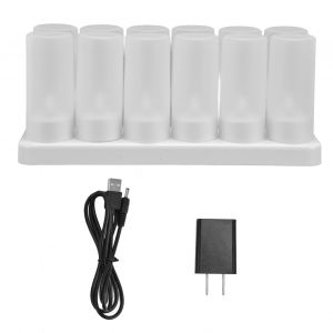 HJLIAN Bougie chauffe-plat rechargeable 100-240 V, reutilisable, sans flamme, LED, sans fil, prise US - Neuf