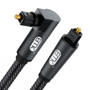 Cable Optique Câble Optique Audio Numérique Toslink Câble Fibre Optique Spdif pour Home Cinéma,Barre de Son,TV,PS4,Xbox (7M,Cable Optique 90 Degrés,Noir) - Neuf