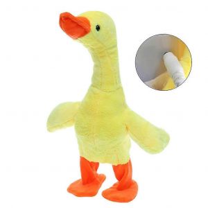 Canard dansant &eacute;lectrique en peluche de 36 cm/14 pouces, jouet doux en peluche, cadeau de f&ecirc;te, de vacances, &agrave; r&eacute;p&eacute;tition, pour poup&eacute;e avec musique, &eacute;ducation b&eacute;b&eacute; F - Neuf