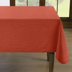 Kalanka-Nappe De No&euml;l En Toile Cir&eacute;e 140x240 Cm Rouge Avec Ourlet, Aspect Lin, Imperm&eacute;able, Essuyable, R&eacute;sistant Aux Taches, Nappe Rectangulaire Pour F&ecirc;te, D&eacute;coration De No&euml;l, No&euml;l - Neuf