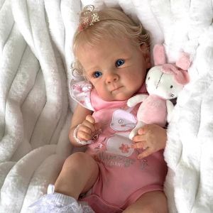 Poupee reborn en silicone, bebe fille, cheveux blonds, jouet leste pour tout-petit, cadeau - Neuf