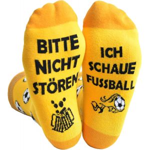 Jgd-Chaussettes De Football Unisexes Pour Homme Et Enfant En Coton - Cadeau Amusant Avec Inscription En Allemand &laquo; Bitte Nicht St&ouml;ren Ich Schaue Fussball &raquo; - Cadeau Pour Hommes Et Femmes, Jaune, - Neuf