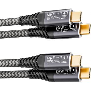 C&acirc;ble USB C vers USB C 50 cm,[0,5M/Lot de 2] 100W USB 3.2 Gen2 charge rapide,Transmission de donn&eacute;es 20 Gbps,vid&eacute;o 4K/5K@60Hz c&acirc;ble usb c Display pour MacBook,Hub,Dock,M3,SSD,eGPU,Monitor - Neuf