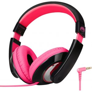 LORANKA-Casque Audio Enfant, Casque Filaire Over Ear avec Jack 3,5 mm, Serre-t&ecirc;te Ajustable pour Filles Gar&ccedil;ons &Eacute;cole Voyage PC T&eacute;l&eacute;phones pour Les Enfants de Plus 4 de Ans (Noir Rose) - Neuf
