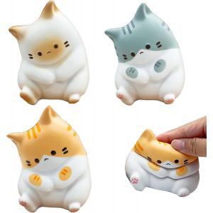 KAL-Lot De 3 Mignonne Chat Anti Stress Balles Mignon Squishy Soft Cat Squeeze Gu&eacute;rison Fun Toys Mignon Fidget Jouet Anti Stress Squishy Balle Anti-Stress En Forme De Chat - Neuf