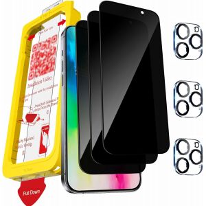 3 Pi&egrave;ces Verre Tremp&eacute; Pour Iphone 16 Pro Ecran Anti Espion Vitre Accessoire Coque Amical Avec 3 Pi&egrave;ces Cam&eacute;ra Arri&egrave;re Protecteur - Neuf