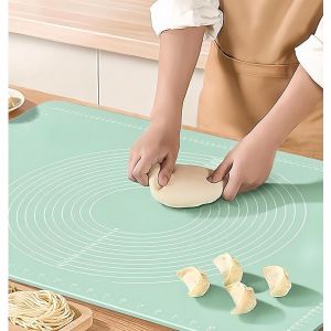 AYUHR-Umlipot Tapis de cuisson en silicone, tapis de cuisson pour dérouler la pâte, tapis de cuisson en silicone avec cercles de mesure, tapis de pâte à dérouler vert menthe - Neuf