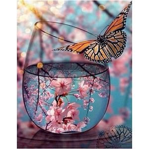 Ayuhr-Diamond Painting Bouteille A La Mer 40x50 Cm Peinture Au Diamant Fleur Cerisier Japonais Paint Diamond Fleurs De Cerisier Grande Taille Diamond Painting Fleur De Cerisier Et Papillons - Neuf