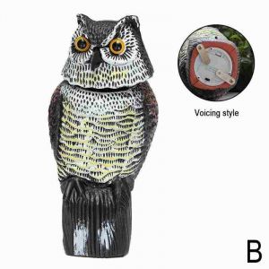 Leurre de hibou réaliste avec tête rotative, répulsif antiparasitaire, épouvantail de jardin - Neuf