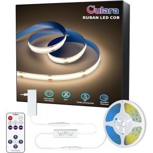 Bande Led Cob Blanc Naturel 4000k, 10m Intensit&eacute; Variable 24v Kit Led Lumi&egrave;res Flexibles Avec Rf T&eacute;l&eacute;commande Et Alimentation, Cri 90+, Lumi&egrave;re Sous L'armoire Pour La D&eacute;coration De[Rub9223861] - Neuf