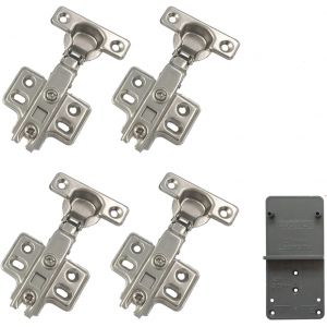 90 Degr&eacute; Plein Recouvrante 26mm Soft Close Mini Charnieres avec Amortisseur Hydraulique Fermeture Automatique Charni&egrave;re &agrave; Amorti pour Armoires de Porte Lot de 4 - Neuf