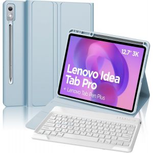 Coque Clavier Pour Lenovo Idea Tab Pro 2025 - Clavier Pour Lenovo Idea Tab Pro Tablette 12.7"", Clavier Magnétique Bluetooth Sans Fil Azerty Étui Avec Pen Holder, Bleu - Neuf