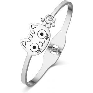 Bracelet En Acier Inoxydable 18k Or Argent Renard Mignon Chat Hibou Pour Femmes Filles Bracelets De Manchette En Cristal Rat Cygne Éléphant Bijoux Pour Cadeaux - Neuf