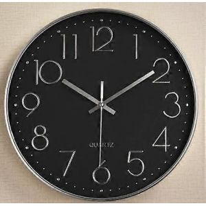 horloge murale horloge de cuisine horloges murales silencieuses pour le salon horloge murale noire moderne en métal non tic-tac quartz chambre à coucher,bureau,alimenté par batterie - Neuf