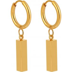 Kal-1 Paire Boucles D'oreilles Cr&eacute;oles En Forme De Disque De Pi&egrave;ce D'or Pour Femmes, Bijoux De Boucles D'oreilles Petit Cercle Plaqu&eacute; Or 18 Carats, Boucles D'oreilles G&eacute;om&eacute;triques - Neuf