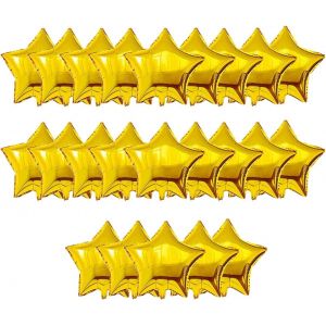 Foil Helium Ballons En Etoiles,25 Pi&egrave;ces Ballons En Forme D'&Eacute;toile,18 Pouces Ballon Gonflable,Ballons En Forme D'&Eacute;toile,Pour Anniversaire,Mariage,Douche De B&eacute;b&eacute;,Or - Neuf
