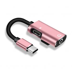 Adaptateur Jack de Type C à 3.5mm pour Xiaomi Huawei,séparateur Audio de Type C,câble d'écouteurs,adaptateur Aux 3.5,chargeur Usb-C--Rose gold - Neuf