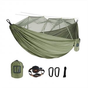 Hamac de voyage en plein air, camping, hamac suspendu pour dormir, hamac simple et double avec moustiquaire, hamacs de camping (simple, vert arm&eacute;e) - Neuf