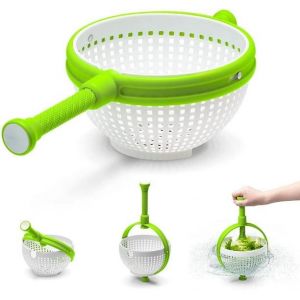 Essoreuse &Agrave; Salade Facile &Agrave; Utiliser | Passoire Essoreuse En Nylon Anti-Rayures | Essoreuse &Agrave; Salade | Passoire Avec Poign&eacute;e Pliable | Blanc Et Vert - Neuf