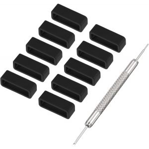 Kal-Boucles De Sangle De Montre, Anneaux De Fixation En Caoutchouc De 20mm De Largeur, Silicone Retenue De Montre Pour Montre Noire 1 Ensemble - Neuf