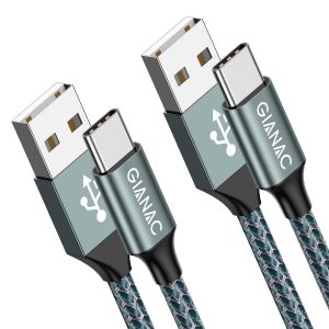 KALANKA-Câble USB C [1M, Lot de 2] 3.1A câble usb c charge rapide en Nylon Tressé Chargeur USB C Connecteur pour Samsung Galaxy S21 S20 S10 S9 S8,Note 10 9,Huawei P30 P20 P10 Mate30,Google Pixel - Neuf