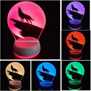 Lampe De Loup Décoration De La Chambre, Décoration De Chambre À Coucher De Loup Changeant De Couleur, Décoration De Bar De Magasin D'hôtel D'homme, Cadeau De Noël D'anniversaire D'homme - Neuf