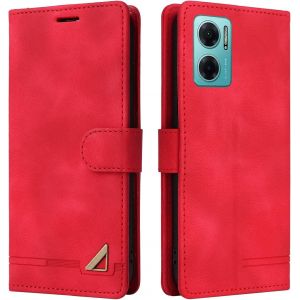 KAL-CoquePourXiaomiRedmi105G/Note11E,&Eacute;tuiDeProtectionDePortefeuilleAntichocDeFentePourCarte,SupportDeCarte&Agrave;RabatEnCuirEnPu&Eacute;tuiPourXiaomiRedmi105G/Note11E(Rouge) - Neuf