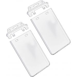 KALANKA-Porte Badge à Verrouillage Permanent pour les Cartes Moins Fréquemment Utilisées Etui Vertical en Plastique Rigide Transparent pour le Bureau l'École Cartes d'Identité de Crédit, 2 Pièces - Neuf