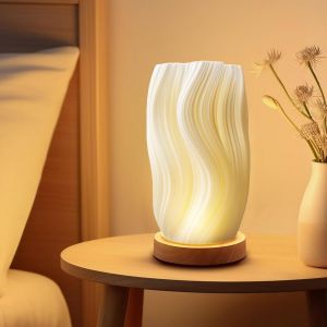 Eryi-Lampe De Chevet - Décoration 3d - Avec Base En Bois Et Support De Fleurs - Lampe De Chevet Artistique Avec Éclairage Blanc Chaud - Pour Salon, Chambre À Coucher - Diamètre : 11 X 20,5 Cm - Neuf