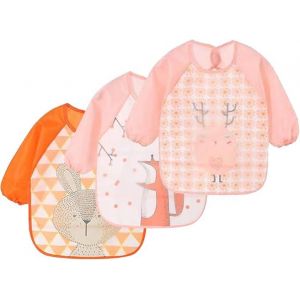 Lot De 3 Bavoirs Manches Longues Tablier Imperm&eacute;able, Tablier De Vaisselle, Tablier De Jeu, Tablier De Peinture Pour Enfants De 6 &Agrave; 36 Mois - Neuf