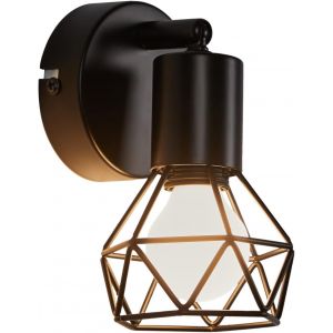 TIANYI-Spot de Plafond Industrielle Design Cage en Métal, 350° Plafonnier Spot Pivotant, E14 Plafonnier Luminaire Interieur pour Chambre Couloir Salon Cuisine, Noir 1 pièces (Sans Ampoule) - Neuf