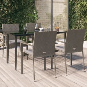 Prolenta Premium - Ensemble &Agrave; Manger De Jardin Coussins 5 Pcs Noir Et Gris - Neuf