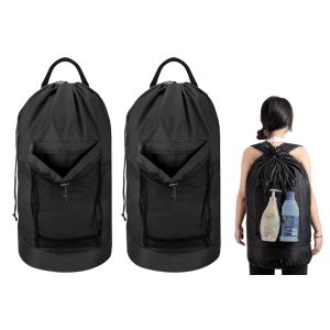 Lot de 2 sacs &agrave; linge Oxford avec cordon de serrage et bandouli&egrave;re pour le rangement et les voyages - Neuf