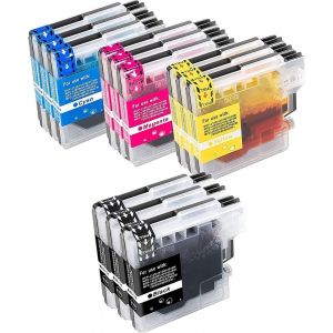 Lot de 12 cartouches d'encre compatibles avec Brother LC985 LC980 LC1100 pour DCP-195C DCP-145C DCP-375CW DCP-163C DCP-165C DCP-167C MFC-250C MFC-490CW DCP-185C DCP-365CN DCP-373CW MFC-5890CN - Neuf