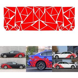 1 autocollant graphique triangulaire universel rouge brillant pour carrosserie latérale de voiture - Neuf