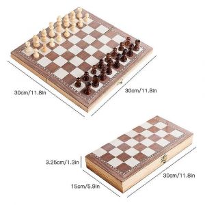 Jeu D'&eacute;checs En Bois Multifonction 3 En 1, Jeu D'&eacute;checs Pliable, Jeux De Voyage, &Eacute;checs, Dames, Dames Et Backgammon, Jouets &Eacute;ducatifs Et De Divertissement - Neuf