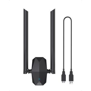 Ax1800 Mbps Clé Usb Wifi 6 Puissante À Gain Élevé, Antenne Wifi Pour Pc Longue Portée, Bi-Bande Adaptateur Usb3.0 Wi-Fi, 5ghz/2.4g Avec Antennes, Clé Sans Fil Usb Compatible Avec Windows 11/10 - Neuf