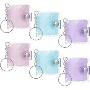 MAA-Oruola Lot de 6 mini porte-clés pour album photo, mini livre photo, porte-clés, album photo portable, pour photos de 2,5 cm, pour bricolage, cadeaux, souvenirs photo (rose, bleu et violet) - Neuf