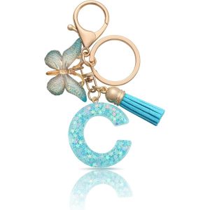 KAL-Porte-Clés Lettre Porte-Clés Fille Lettre Initiale Porte-Clés Pour Femmes Femmes, Bleu - Neuf