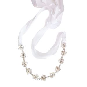 Promotion ! Bandeau De C&eacute;r&eacute;monie 'ar&eacute;gonde' Blanc Argent&eacute; - Motif 260x18 Mm - Neuf