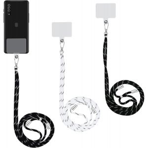 3 Pack Cell Phone Lanyards With Phone Pads, Mixed Color Nylon Phone Straps With 3 Compatible Adjustable Clear Patches - Neuf
