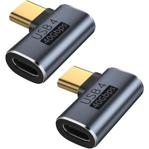 KALANKA-JRLinco Lot de 2 adaptateurs USB C m&acirc;le vers Femelle coud&eacute;s &agrave; 90 degr&eacute;s pour Transfert de donn&eacute;es Compatible avec Samsung, MacBook et Autres appareils USB-C - Neuf