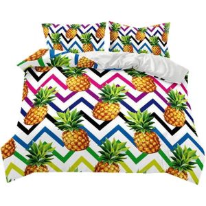 Literie Lit Double X Mod&iquest;&iquest;Le De Vague Fruit De La Plante Tropicale Ananas Housse De Couette Et Taie Pi&iquest;&iquest;Ces Fermeture &iquest;&iquest;Clair Polyester Ultra - Neuf