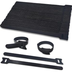 MEVRONISSHOP-Attache C&acirc;ble 100pcs Scratch Serre Cable Bande 200mmx12mm Sangle R&eacute;utilisable C&acirc;ble Management Facile &agrave; Couper pour Ranger et Organiser Tous Les C&acirc;bles, 12mm de Large Non-adh&eacute;sif Bande H - Neuf