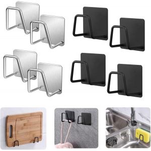 Chenquansarl-8 Pcs Porte Éponge En Acier Inoxydable Support Eponge Support Éponge Cuisine Auto Adhésif,Support Eponge Evier Cuisine,Support De Planche À Découper Pour L'organisation De La Cuisine ,Ar - Neuf