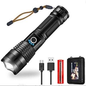 Lampe Torche Tactique Led 10 000 Lumens ¿ Rechargeable Par Usb, Zoomable, 5 Modes, Étanche, Alliage D'aluminium Durable, Idéale Pour L'extérieur Et Les Situations D'urgence. - Neuf