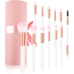 KALANKA-12PCS Pinceaux Maquillages Rose Professionnel Synthétiques Haut avec Sac De Rangement, Trousse Pinceaux Maquillage pour Fond De Teint Mélange Poudre Blush L'anti-cernes Fard à Paupières - Neuf